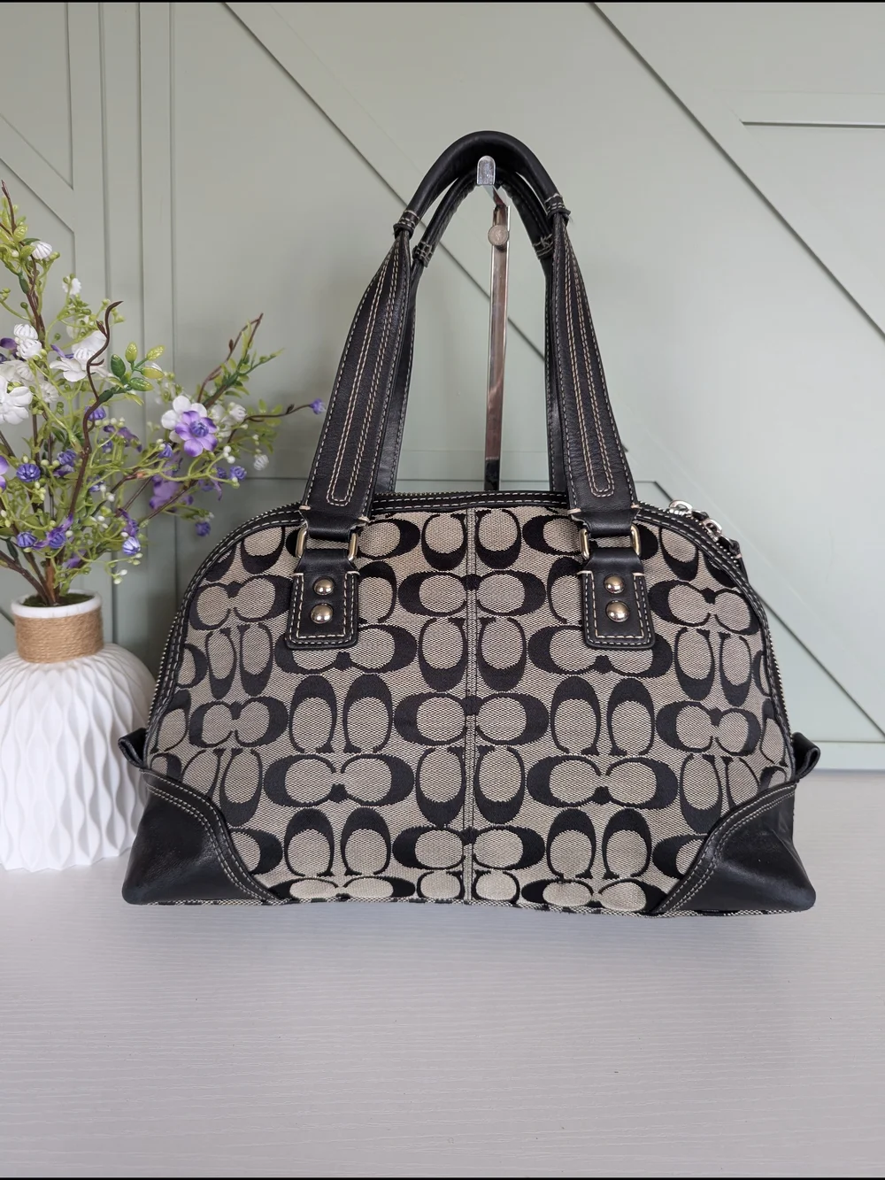 vintage Coach Hampton Signature Miranda Domed Satchel